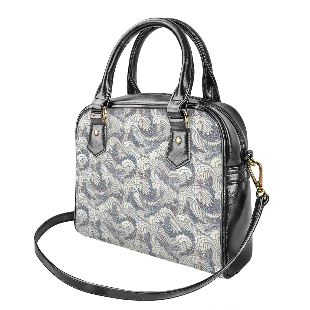 Chinese Sea Dragon Pattern Print Shoulder Handbag