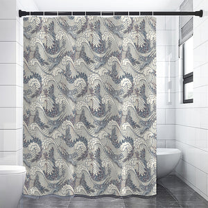 Chinese Sea Dragon Pattern Print Shower Curtain