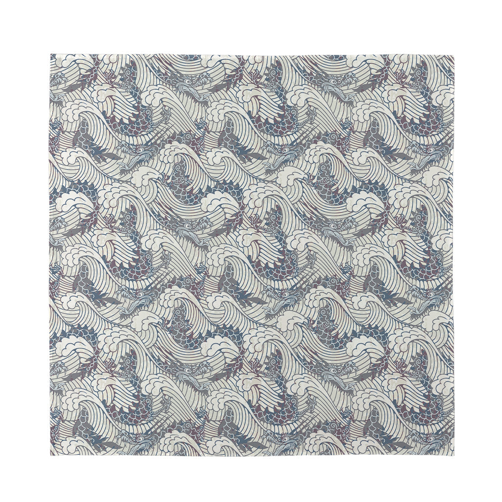 Chinese Sea Dragon Pattern Print Silk Bandana