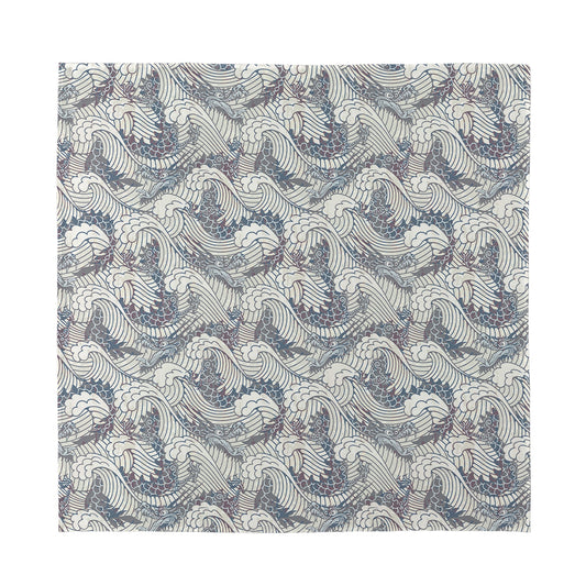 Chinese Sea Dragon Pattern Print Silk Bandana