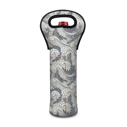 Chinese Sea Dragon Pattern Print Single Neoprene Wine Tote
