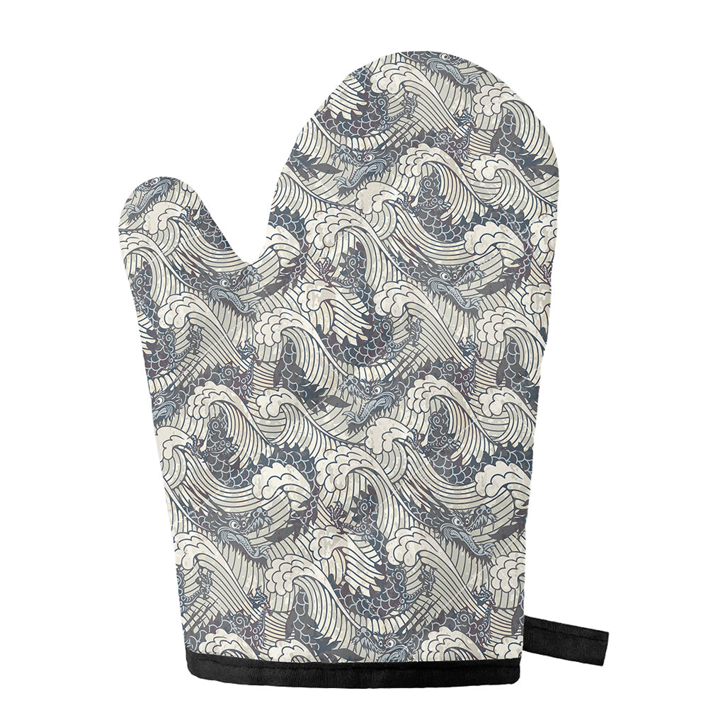 Chinese Sea Dragon Pattern Print Single Oven Mitt