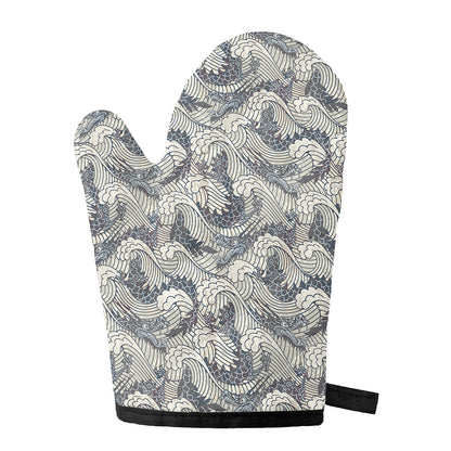 Chinese Sea Dragon Pattern Print Single Oven Mitt