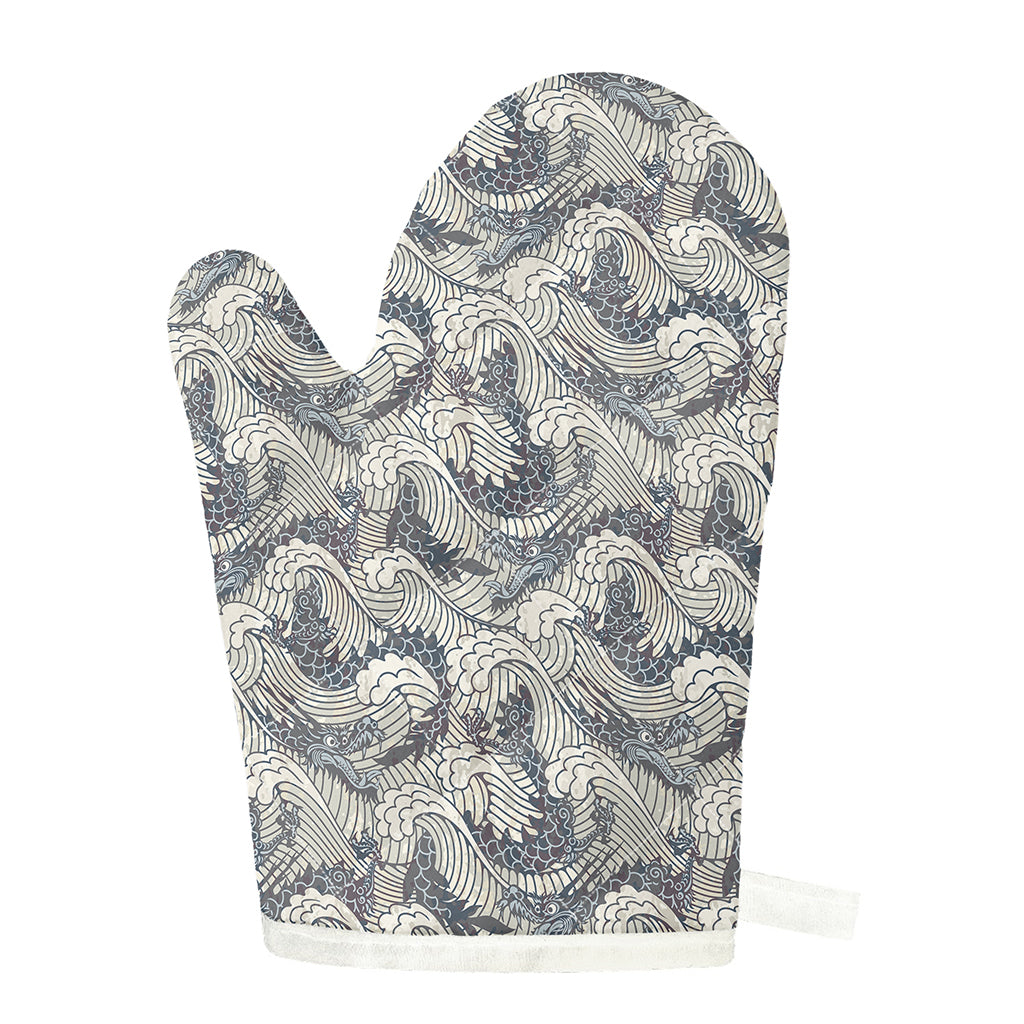 Chinese Sea Dragon Pattern Print Single Oven Mitt