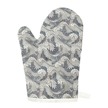 Chinese Sea Dragon Pattern Print Single Oven Mitt