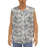 Chinese Sea Dragon Pattern Print Sleeveless Baseball Jersey