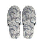 Chinese Sea Dragon Pattern Print Slippers