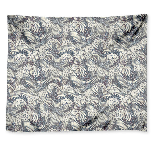 Chinese Sea Dragon Pattern Print Tapestry