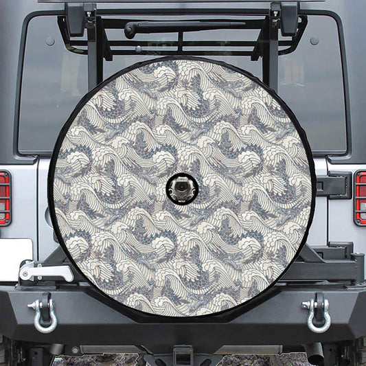 Chinese Sea Dragon Pattern Print Tire Cover With Camera Hole