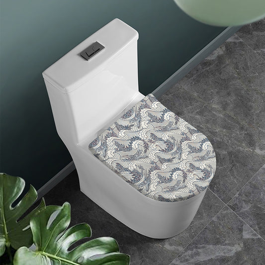 Chinese Sea Dragon Pattern Print Toilet Lid Cover