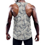 Chinese Sea Dragon Pattern Print Training Tank Top