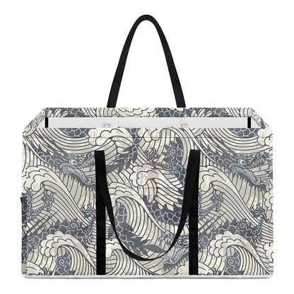 Chinese Sea Dragon Pattern Print Utility Tote Bag