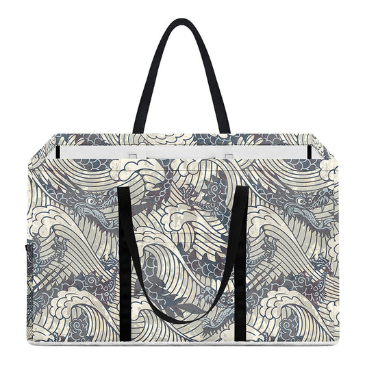 Chinese Sea Dragon Pattern Print Utility Tote Bag