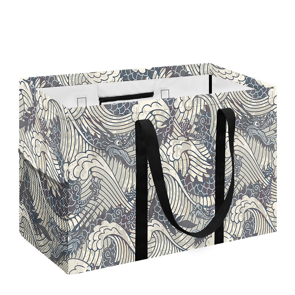 Chinese Sea Dragon Pattern Print Utility Tote Bag