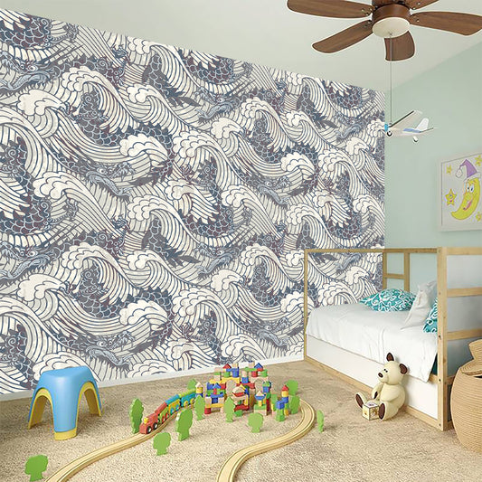 Chinese Sea Dragon Pattern Print Wall Sticker
