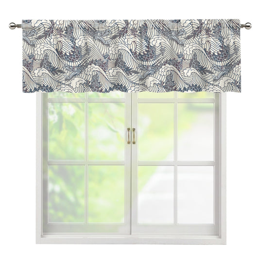 Chinese Sea Dragon Pattern Print Window Valance