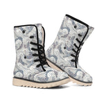 Chinese Sea Dragon Pattern Print Winter Boots