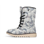 Chinese Sea Dragon Pattern Print Winter Boots