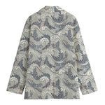 Chinese Sea Dragon Pattern Print Women's Blazer