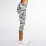 Chinese Sea Dragon Pattern Print Women's Capri Leggings