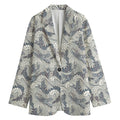 Chinese Sea Dragon Pattern Print Women's Cotton Blazer