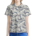 Chinese Sea Dragon Pattern Print Women's Polo Shirt