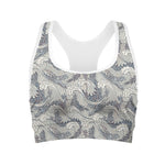 Chinese Sea Dragon Pattern Print Women's Sports Bra