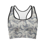 Chinese Sea Dragon Pattern Print Women's Sports Bra