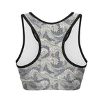 Chinese Sea Dragon Pattern Print Women's Sports Bra