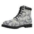 Chinese Sea Dragon Pattern Print Padded Collar Lace Up Boots