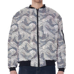 Chinese Sea Dragon Pattern Print Zip Sleeve Bomber Jacket