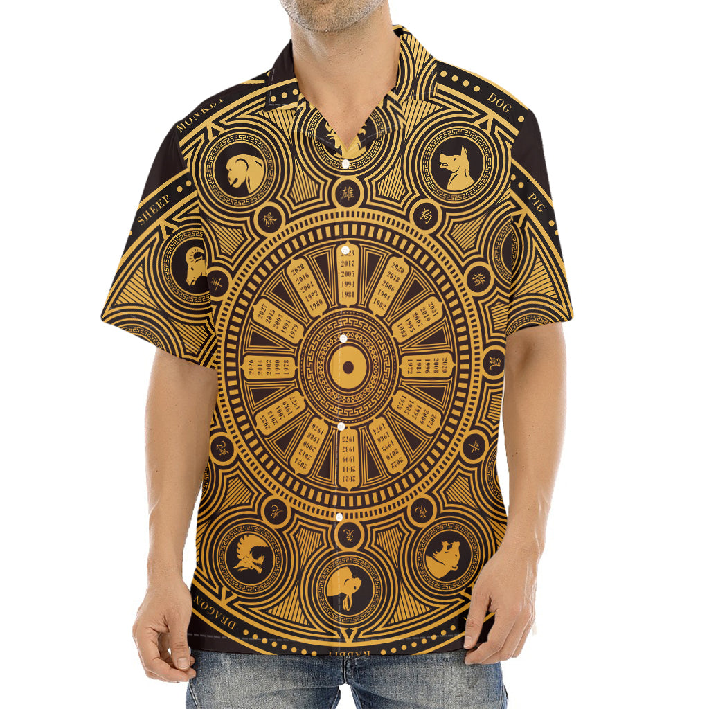 Chinese Zodiac Calendar Signs Print Aloha Shirt