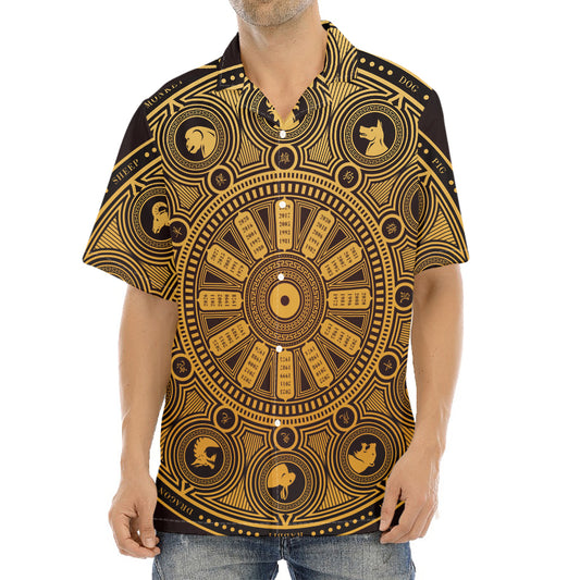 Chinese Zodiac Calendar Signs Print Aloha Shirt