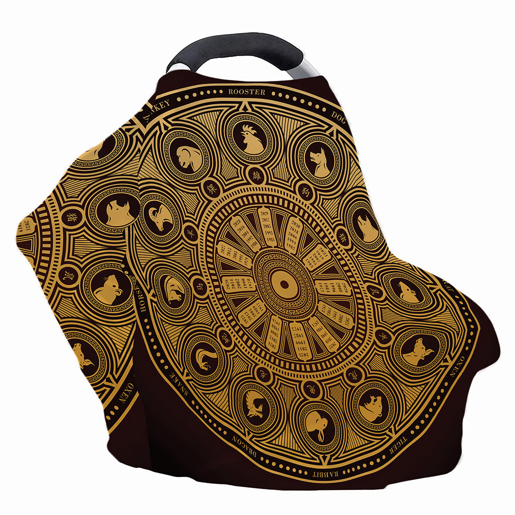 Chinese Zodiac Calendar Signs Print Baby Seat Cover
