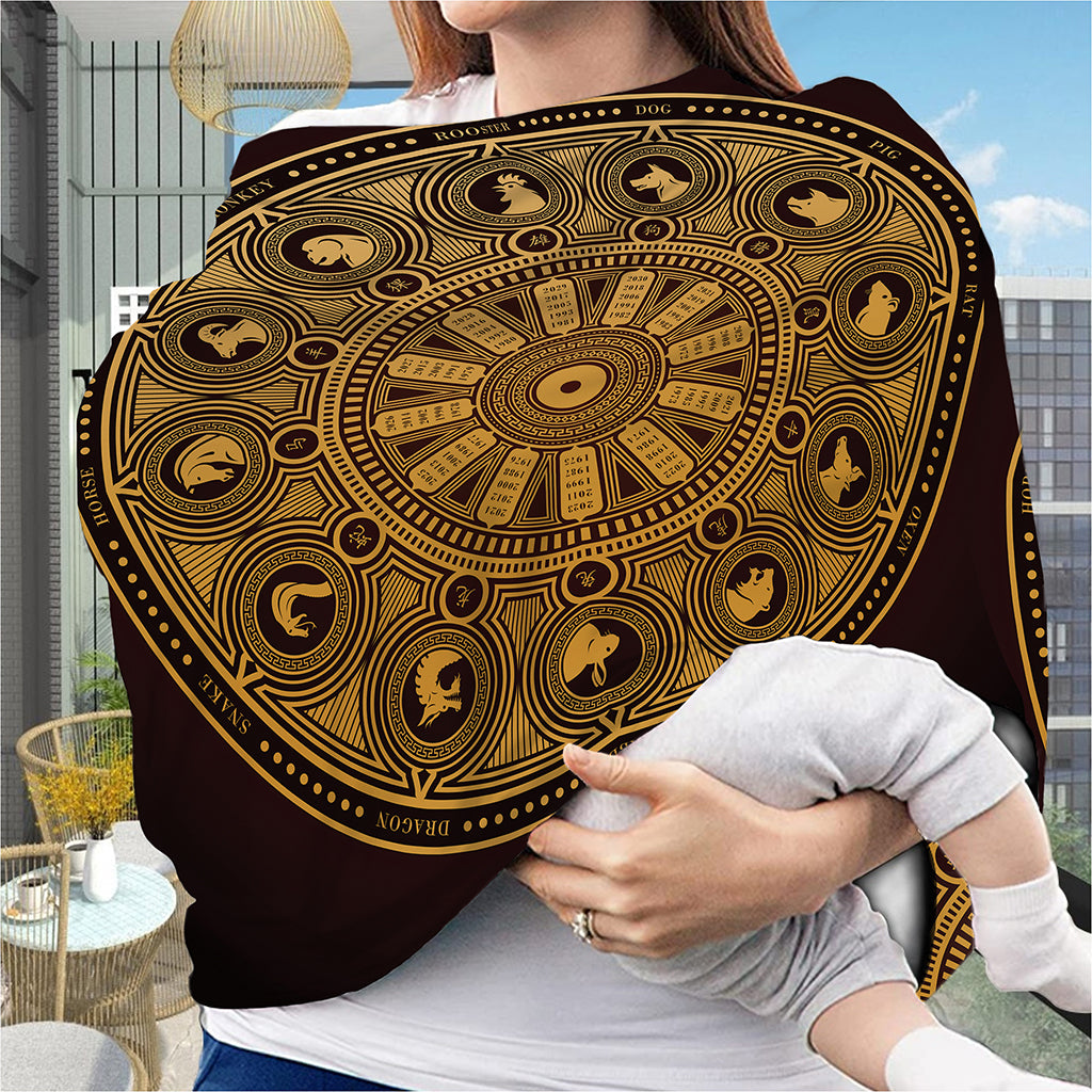 Chinese Zodiac Calendar Signs Print Baby Seat Cover