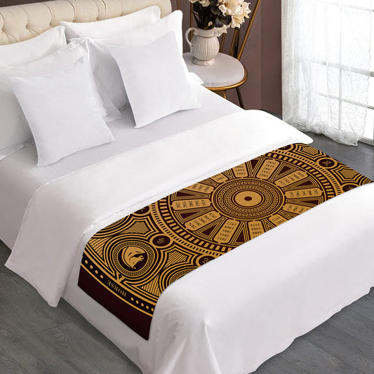 Chinese Zodiac Calendar Signs Print Bed Runner