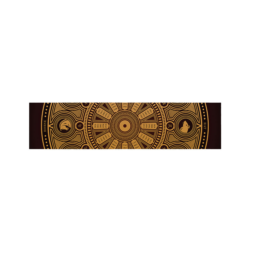 Chinese Zodiac Calendar Signs Print Bed Runner