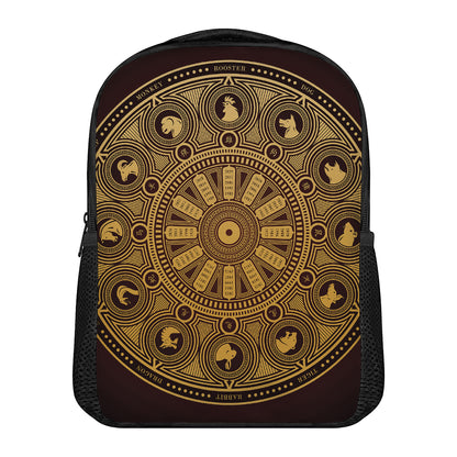 Chinese Zodiac Calendar Signs Print Casual Backpack