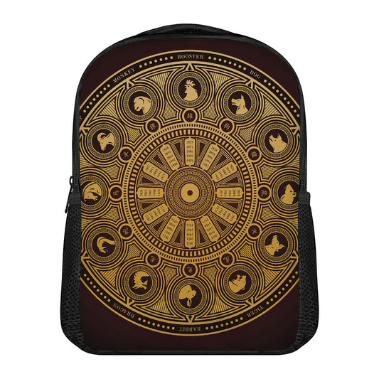 Chinese Zodiac Calendar Signs Print Casual Backpack