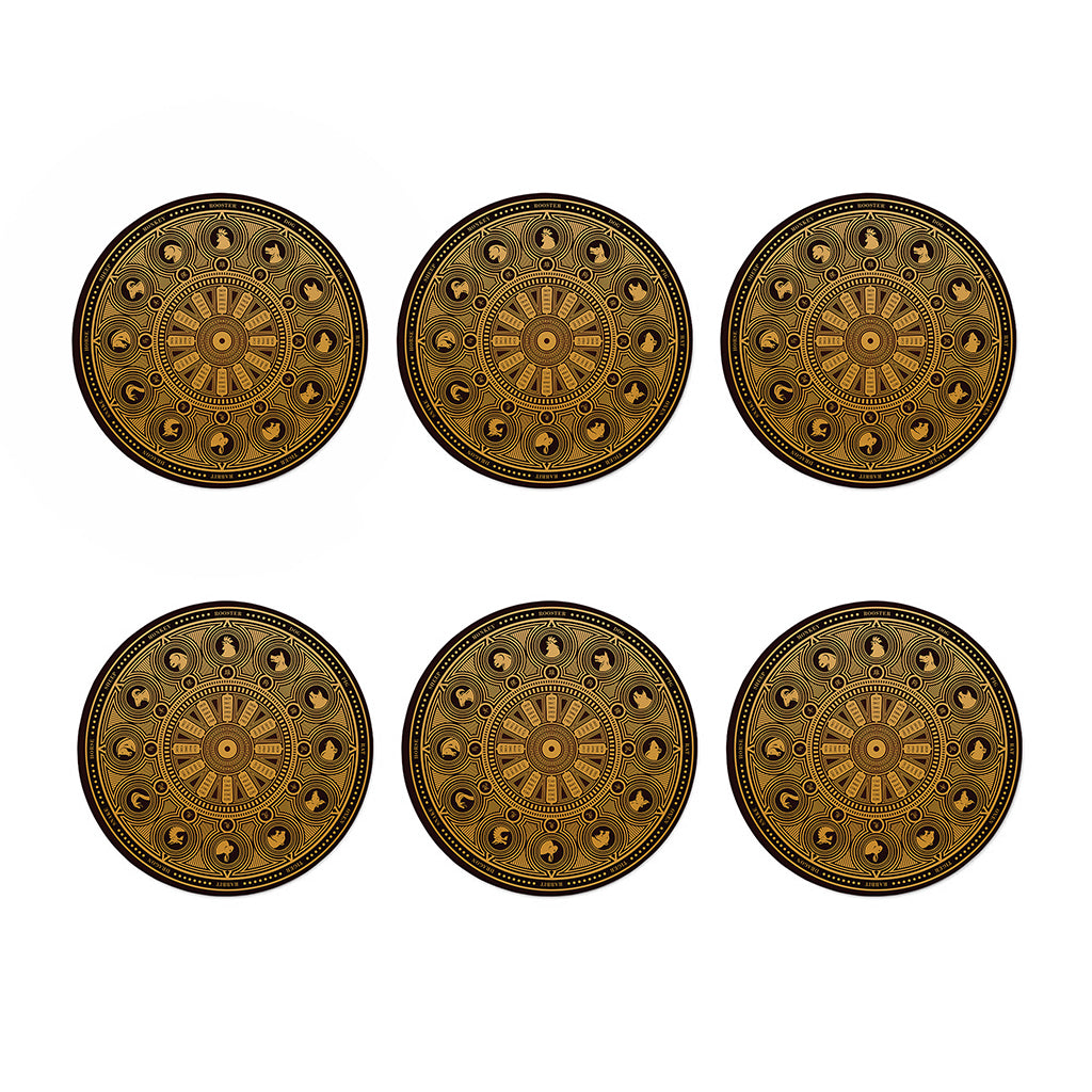 Chinese Zodiac Calendar Signs Print Coaster Set