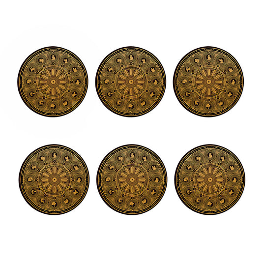 Chinese Zodiac Calendar Signs Print Coaster Set
