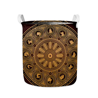 Chinese Zodiac Calendar Signs Print Collapsible Laundry Basket