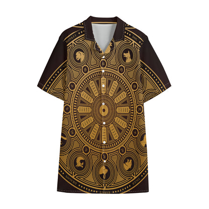Chinese Zodiac Calendar Signs Print Cotton Hawaiian Shirt