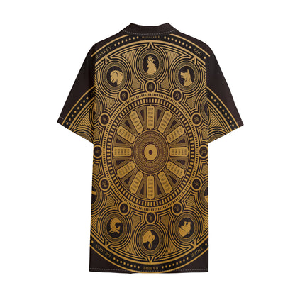 Chinese Zodiac Calendar Signs Print Cotton Hawaiian Shirt