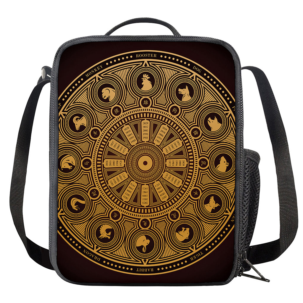 Chinese Zodiac Calendar Signs Print Crossbody Lunch Bag