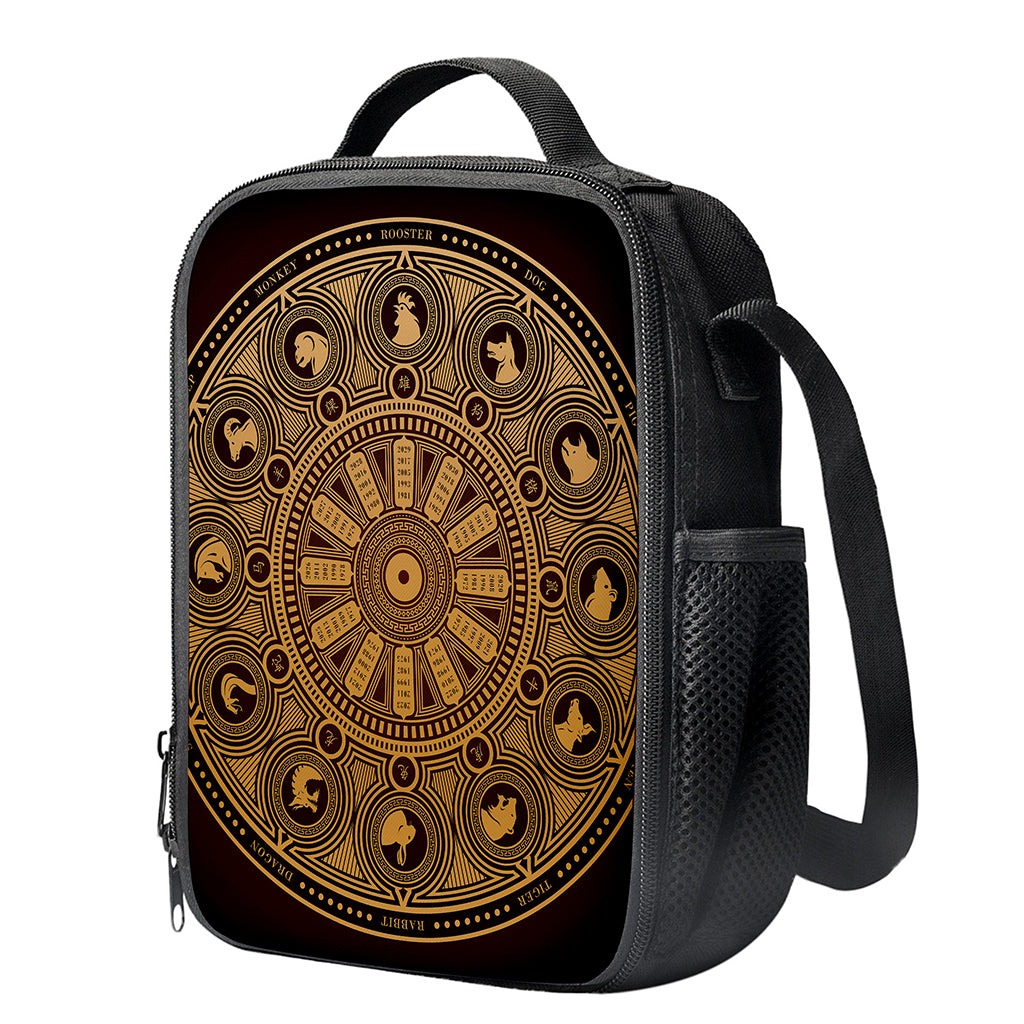 Chinese Zodiac Calendar Signs Print Crossbody Lunch Bag