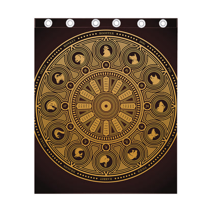 Chinese Zodiac Calendar Signs Print Curtain