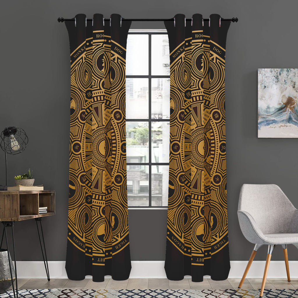 Chinese Zodiac Calendar Signs Print Curtain