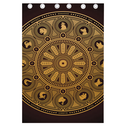 Chinese Zodiac Calendar Signs Print Curtain