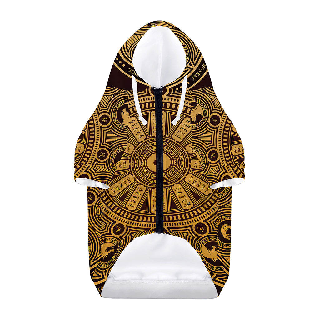 Chinese Zodiac Calendar Signs Print Dog Zip Up Hoodie